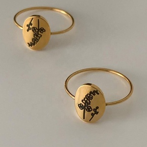 Anillo fino <span class=keywords><strong>de</strong></span> acero inoxidable para mujer, sortija <span class=keywords><strong>de</strong></span> oro sólido <span class=keywords><strong>de</strong></span> 18k con flor <span class=keywords><strong>de</strong></span> nacimiento, sortija <span class=keywords><strong>de</strong></span> joyería <span class=keywords><strong>de</strong></span> regalo para cumpleaños y Día <span class=keywords><strong>de</strong></span> la madre - Product Image 4