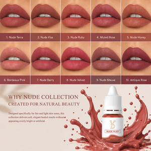 Ensemble de pigments pour <span class=keywords><strong>tatouage</strong></span> des lèvres YDPMU 10 teintes, pigment organique semi-permanent PMU pour la correction de la couleur des lèvres - Product Image 3
