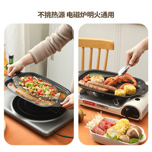 Maifan Stone Grilling Pan Rectangular Non Stick Easy Cleaning For Outdoor Camping <b>BBQ</b> Home Teppanyaki Korean Style - Product Image 4