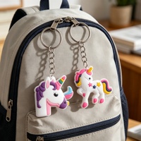 Porte-clés mousqueton en PVC personnalisé avec logo 2D/3D, idéal pour cadeaux d'anniversaire, échantillons, accessoires de sac, faveurs de fête en gros, thème licorne