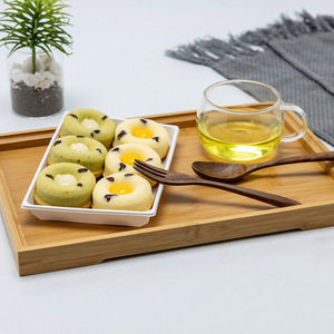 Plateau de service rectangulaire en bambou 22x14x2,5 cm pour pain, fruits, pâtisseries, service à thé, usage domestique - Product Image 3