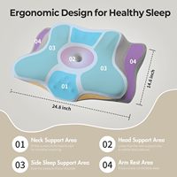 Bantal Tidur Busa Pendingin Lambat Kembang Kembali, Bantal Ergonomis Bentuk Tanduk Sapi Isi Busa untuk Tidur Grosir
