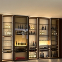Armoire à vin en verre moderne de luxe écologique avec bande LED, présentoir de rangement OEM ODM pour bars à vin, hôtels, appartements