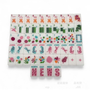 Tuiles de mahjong américaines en stock, motifs floraux spéciaux avec des designs végétaux uniques, léopard blanc 160 Zhang - Product Image 1