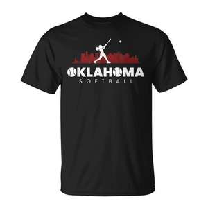 Camiseta de softbol Oklahoma negra de manga corta unisex con cuello redondo y gráfico deportivo - Product Image 1