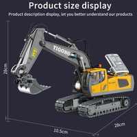 Excavadora RC 1:20 de Aleación con Control Remoto de 11 Canales y 680 Piezas °   Juguete de Vehículo de Construcción con Rotación de 2.4GHz, Sonido y Luz
