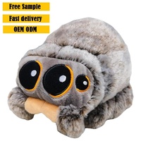 Peluche Araignée Lucas 20cm, Jouet en Peluche Araignée de Dessin Animé Noir Blanc Gris, Petit Cadeau pour Bébé avec Remplissage en Coton PP et Doublure en Maille