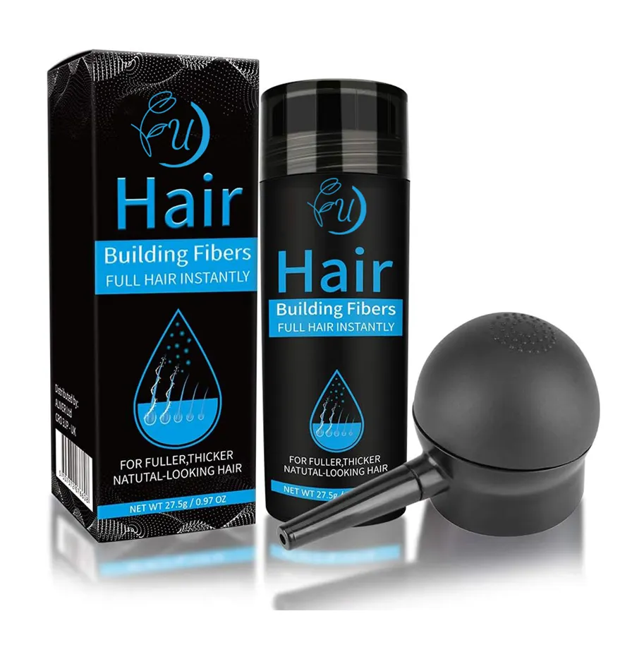 Novo quente orgânico vegan cabelo perda tratamento cabelo construção fibra spray aplicador private label marrom escuro cabelo construção fibras