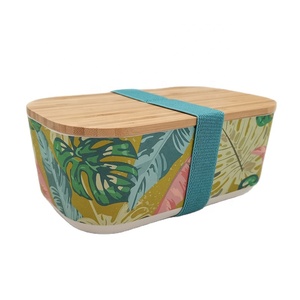 Rectangular Bamboo Fiber Lunch Box Custom Logo hot selling Biodegradable Food Container Bamboo Fiber Bento Lunch Box