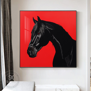 <span class=keywords><strong>Pantera</strong></span> <span class=keywords><strong>Negra</strong></span> sala de estar Mural póster impresión caballo negro Animal decoración cristal porcelana pintura Naturaleza muerta pinturas - Product Image 4