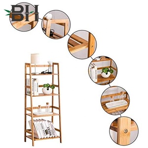 Scaffale per scale in bambù, libreria a 4 livelli, libreria autoportante, organizzatore di utilità per fiori di piante