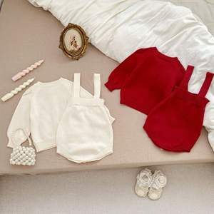 İlkbahar ve sonbahar bebek kolsuz Romper bebek örme hırka ceket <span class=keywords><strong>2</strong></span> parça moda seti yürümeye başlayan kız giysileri - Product Image 3