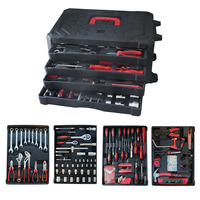 RYNEX Juego de Herramientas Profesional de 187 Piezas en Caja de Aluminio con Ruedas, Cromo Vanadio, Multi-nivel, para Mecánicos, Taller y Reparaciones