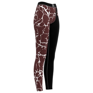 High Waist Yoga <b>Leggings</b> Full Length Sublimation Print Contrast Stitch Spandex/Nylon Four-Way Stretch Anti-Bacterial spats - Product Image 3