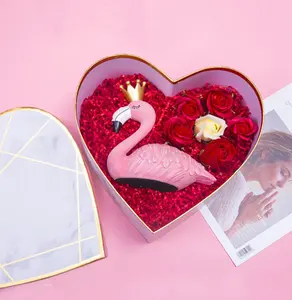 Boite cadeau de luxe en forme de cœur, personnalisée, en carton, pour cadeau de noël, de saint-valentin, avec fleur