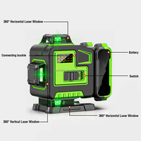 Niveau laser industriel PINENG PN-YQ003G vert 16 lignes 4D multi-lignes à auto-nivellement avec batterie au lithium 18650