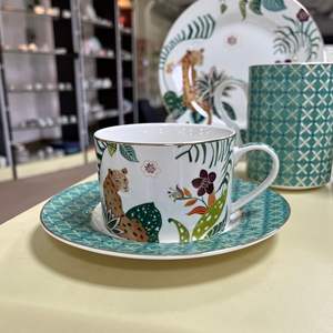 <span class=keywords><strong>Taza</strong></span> de café con leche de 380Ml de cerámica a juego de color verde de la serie del tigre de estilo sudamericano - Product Image 6