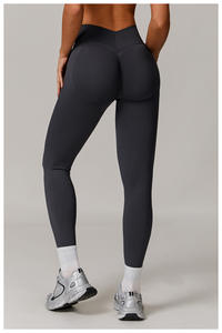 Leggings Deportivos Personalizados para Mujer sin Costuras y Efecto Fruncido en los Glúteos, a Prueba de Camel Toe, con Espalda en V, para Fitness, Entrenamiento y Correr, Pantalones de Yoga de Color Sólido - Product Image 6
