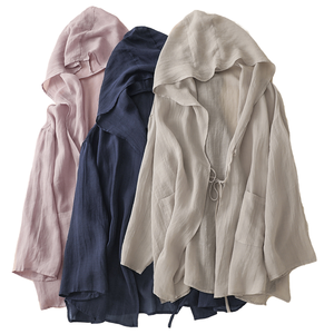 Camisa Casual de Manga Larga con Capucha y Tirantes para Mujer, Otoño 2025, Nueva, con Borlas, Transpirable, Simple, Hombros Caídos, Color Sólido, Prenda Exterior de Poliéster - Product Image 1