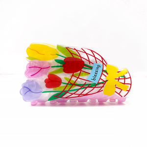 Clips de acrílico con estampado UV estilo europeo y americano, accesorios para el cabello de mujer, estilo retro, venta al por mayor personalizada. - Product Image 4