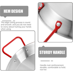 Poêle à paella en acier inoxydable, double poignée, fond plat, antiadhésif, <span class=keywords><strong>plateau</strong></span> <span class=keywords><strong>de</strong></span> cuisson pour <span class=keywords><strong>fruits</strong></span> <span class=keywords><strong>de</strong></span> <span class=keywords><strong>mer</strong></span>, plat <span class=keywords><strong>de</strong></span> service pour fêtes - Product Image 3