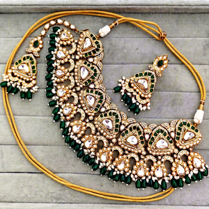 Indian Traditional Antique Gold Plated Kundan Choker Necklace <b>Set</b> Lavender Purple Gemstone Bead Bridal Jewelry <b>Set</b> with Earrings - Product Image 1