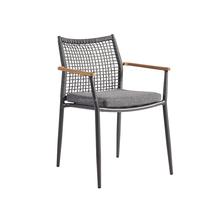 Ensemble de salle à manger de luxe avec chaises tressées et table en aluminium pour 6 personnes