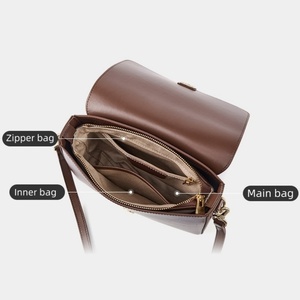 2025 New Designer Genuine Leather <strong>Bags</strong> Premium <strong>Black</strong> Leather Handbag Portable Single Shoulder <strong>Bag</strong> for Women - Product Image 3