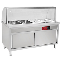 Elektrisches Restaurant Catering Edelstahl Buffet Bain Marie Hot Food Warmer Showcase Dampf tisch mit Glas abdeckung Fabrik
