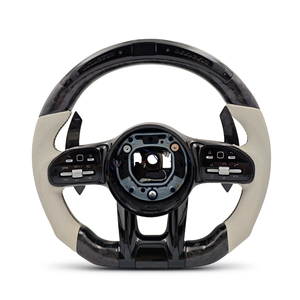 Volante LED de Carbono Forjado y Cuero Blanco para <span class=keywords><strong>Mercedes</strong></span> <span class=keywords><strong>BENZ</strong></span> W204 W205 W212 W213 W221 W222 GLC 250d C253 X253 <span class=keywords><strong>43</strong></span> <span class=keywords><strong>AMG</strong></span> <span class=keywords><strong>AMG</strong></span> - Product Image 1