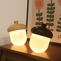 Nouvelle lampe ambiante LED de lit de gland de base en bois pour la décoration de lit à la maison