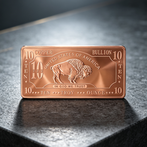 Barre de cuivre d'art de 10 onces, 99,9 % de pureté, lingot de cuivre rectangulaire avec motif bison en relief - Product Image 5