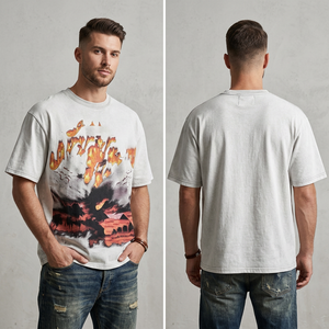 Camiseta de Manga Corta con Estampado de Dibujos Animados, Estilo Hip-Hop Urbano Americano, 280 Gramos de Algodón, Retro, Casual, Transpirable - Product Image 3