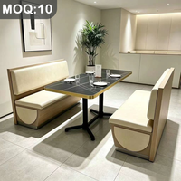 Ensemble de banquettes de luxe pliables en pierre, métal, bois et cuir, personnalisables OEM/ODM, 4 places, pour bar et restaurant