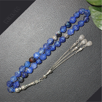 Bracelet de prière musulman en acier inoxydable plaqué argent, 10 mm, coupe diamant, 33 perles, véritable pierre Aqeeq, chapelet islamique