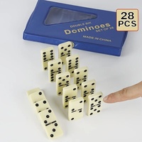 Vente chaude 28 pièces Mini jeu de dominos double six en aluminium blanc noir écologique avec logo personnalisé Emballage en boîte pour jeu familial