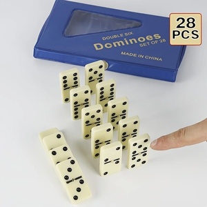 인기 판매 28개 미니 알루미늄 더블 식스 도미노 세트 화이트 블랙 친환경 맞춤형 로고 박스 포장 가족 게임용 - Product Image 5