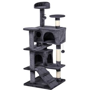 Großhandel Günstige Katze Scratcher Tree Wood Neue mehrstufige Kratz baum <span class=keywords><strong>Cat</strong></span> Condo mit Plüsch Barsch Stabile Katze Scratching Post für Katzen - Product Image 1