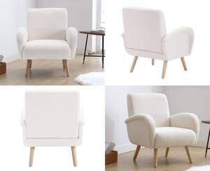 Fauteuil d'appoint individuel pour salon, salle à manger et hôtel, avec pieds en bois, fauteuil rembourré, chaise longue de détente - Product Image 6