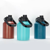 Mejor Precio, Botella de Agua Deportiva con Aislamiento al Vacío de Doble Pared, de Acero Inoxidable 304, Ecológica, con Agarre Ergonómico, 64oz/128oz, Termo, 12-24 horas