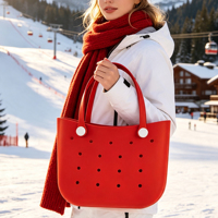 Sac fourre-tout léger à grande capacité, ouvert, polyvalent, tendance, perforé, avec double bandoulière, décontracté