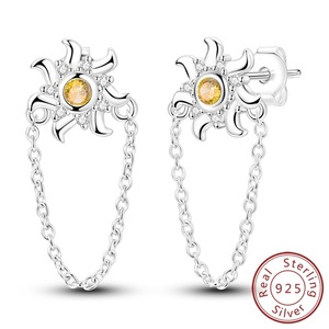 Boucles d'oreilles en argent sterling S925, boucles d'oreilles étoile scintillante et soleil, bijoux de luxe pour femmes - Product Image 6