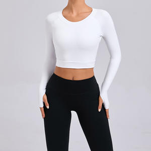 RUIQUWIN-Camiseta ligera de yoga para mujer, camiseta de manga larga de secado rápido para entrenamiento y gimnasio, ropa deportiva al por mayor - Product Image 3