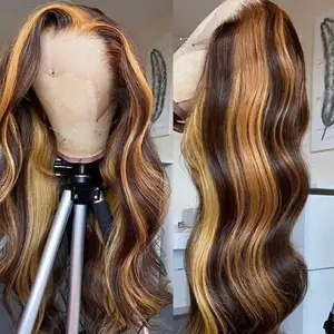 Highlight Honingbruine Kleur Steil Menselijk Haar Hd Transparant Kant Front Pruik Maagdelijk Braziliaans Haar Accentueren Pruik Menselijk Haar