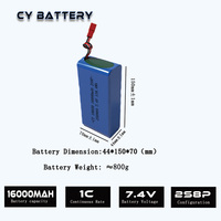 CY disesuaikan 18650 2S8P 7.4V 16000mAh baterai Lithium Ion isi ulang CE bersertifikat 500 siklus untuk elektronik Digital/skuter