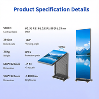 Pantalla LED Plegable Móvil para Póster P1.86 con Sistema NovaStar para Recepción Corporativa, Conferencias, Tiendas Minoristas, Ascensores y Animación