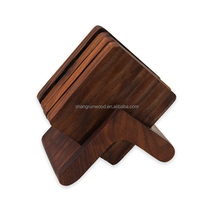 Nouveau Style carré mince chêne hêtre en bois artisanat tasse tapis écologique Logo personnalisé noyer cerisier bois caboteur - Product Image 3