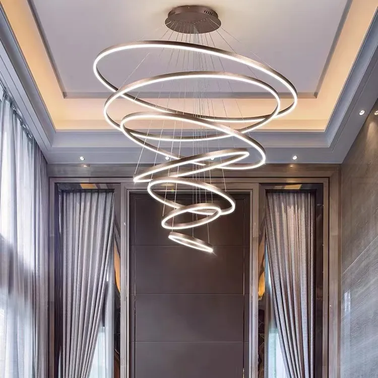 ECOJAS WD-SMCR-60/80 72W Ring pendant light Wholesale Modern LED Circular Chandelier Lighting 2-Ring for Classy Hotel Hall