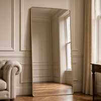 Miroir rectangulaire en alliage d'aluminium avec design d'angle arrondi pour salon et magasin de détail