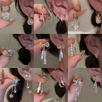 Boucles d'oreilles coréennes pour femmes, design de niche, sens du style, simples, serties de diamants, boucles d'oreilles de haute qualité, nouvelle tendance